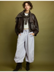 stradivarius παντελόνι jogger φούτερ πετροπλυμένο γκρι μελανζέ xs