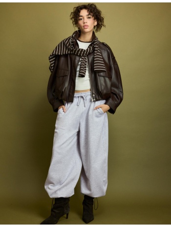 stradivarius παντελόνι jogger φούτερ πετροπλυμένο γκρι