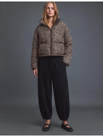 stradivarius καπιτονέ crop τζάκετ με ψηλό γιακά print