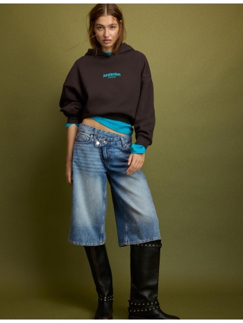 stradivarius φούτερ oversize με σχέδιο καφέ s