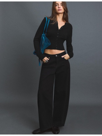 stradivarius ζακέτα tailored γιακάς μάο μαύρο s