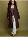 stradivarius παλτό trench με απαλή υφή καφέ xs