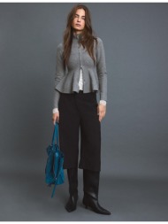 stradivarius πλεκτό πουλόβερ peplum ανθρακί s