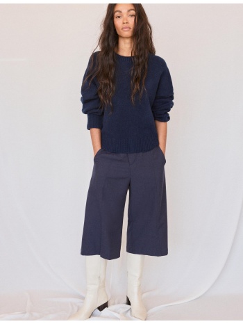 stradivarius βασικό πλεκτό πουλόβερ με απαλή υφή navy blue m