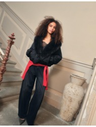 stradivarius καπιτονέ μπουφάν με γιακά συνθετική γούνα μαύρο l