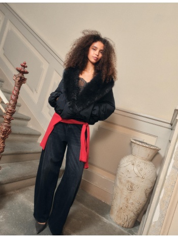 stradivarius καπιτονέ μπουφάν με γιακά συνθετική γούνα