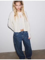 stradivarius πλεκτή ζακέτα oversize εκρού s