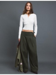 stradivarius ζακέτα tailored με γιακά μάο εκρού xl