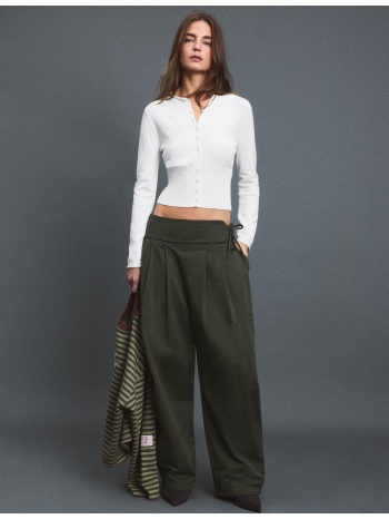 stradivarius ζακέτα tailored με γιακά μάο εκρού xl