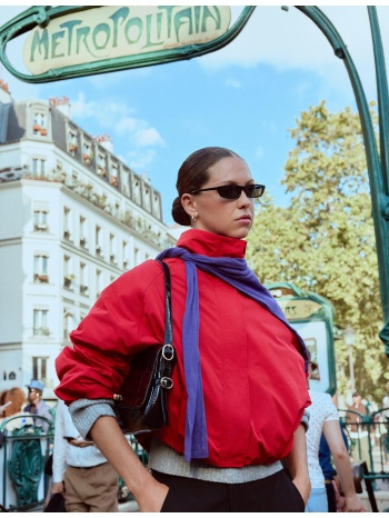 stradivarius τζάκετ balloon από τεχνικό ύφασμα κόκκινο m