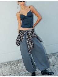 stradivarius πετροπλυμένο παντελόνι jogger φούτερ με stoppers ανθρακί l