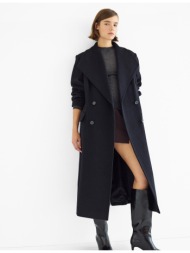 stradivarius μακρύ υφασμάτινο παλτό navy blue m
