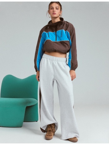 stradivarius παντελόνι jogger φούτερ με πλαϊνή λωρίδα καφέ m
