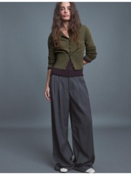 stradivarius ζακέτα tailored γιακάς μάο χακί xl