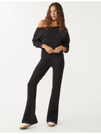 stradivarius παντελόνι καμπάνα με απαλή υφή μαύρο s