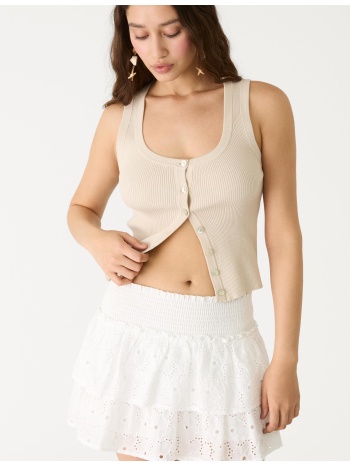 stradivarius χυτή φούστα-σορτς με κεντήματα λευκό xl