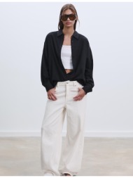 stradivarius πουκάμισο με λινό μαύρο xl