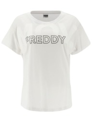μπλούζα κοντομάνικη freddy με τύπωμα στο στήθος f0wftt3-w γυναικείο