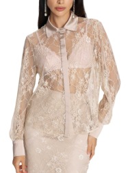 πουκάμισο μακρυμάνικο ale με δαντέλα 8922324-beige γυναικείο