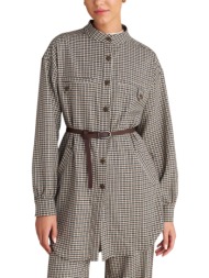 πουκάμισο μακρυμάνικο attrattivo καρό με ζώνη 92006608-multicolor γυναικείο