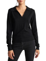 μπλούζα μακρυμάνικη attrattivo με v 9p20349c-black γυναικείο
