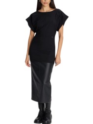 φόρεμα ale με συνδυασμό υφασμάτων 8921516-black γυναικείο