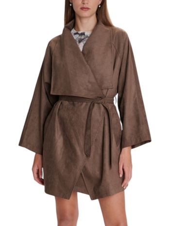 παλτό ale τύπου σουέντ με ζώνη 8921576-cappuccino γυναικείο σε προσφορά