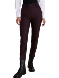 παντελόνι υφασμάτινο attrattivo ψαροκόκκαλο με ζωνάκι 92220068-bordeaux γυναικείο