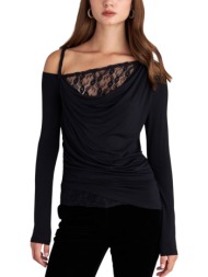 top attrattivo ντραπέ με δαντέλα 9922031-black γυναικείο