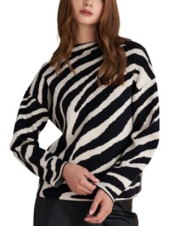 μπλούζα μακρυμάνικη attrattivo πλεκτή zebra print 9p22947-black γυναικείο