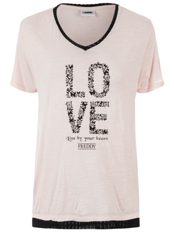 μπλούζα κοντομάνικη freddy με δαντέλα στο τελείωμα σε προσφορά