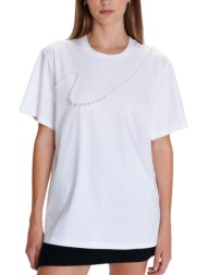 μπλούζα κοντομάνικη ale με διακοσμητικά στοιχεία 8921585-white γυναικείο