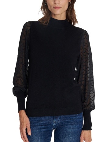 μπλούζα μακρυμάνικη ale πλεκτή με ημιδιαφανές μανίκι