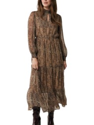 φόρεμα mexx long sseeve smocked body maxi dress mf006302443w-multicolor γυναικείο