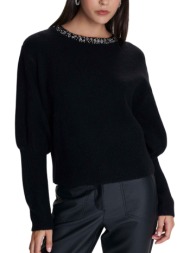 μπλούζα μακρυμάνικη ale πλεκτή με διακοσμητικά στοιχεία 8p22920-black γυναικείο