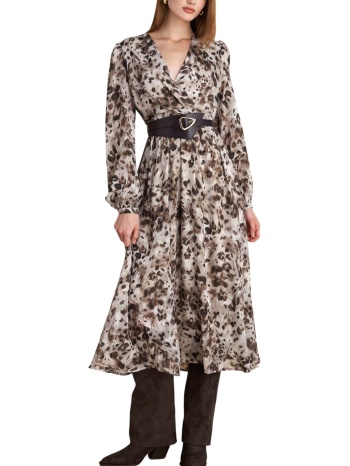 φόρεμα attrattivo ανάγλυφο φλοράλ μοτίβο & ζώνη σε προσφορά