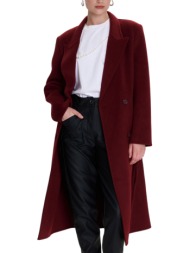 παλτό ale σταυροκουμπωτό με ζώνη 8921728-bordeaux γυναικείο