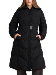 μπουφάν attrattivo μακρύ αδιάβροχο με ζώνη 9921825-black γυναικείο