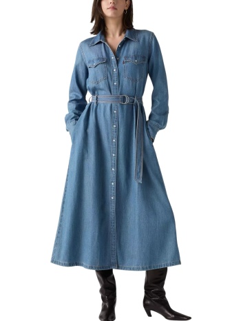 φόρεμα levi`s quincey ls maxi dress med indigo - flat fin σε προσφορά