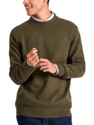 πουλόβερ funky buddha με στρογγυλή λαιμόκοψη fbm010-030-09-khaki mel ανδρικό