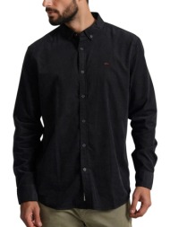 πουκάμισο μακρυμάνικο funky buddha κοτλέ με κεντητό logo fbm010-002-05-black ανδρικό