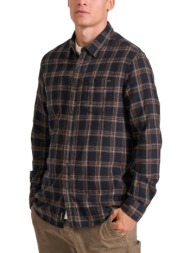 πουκάμισο μακρυμάνικο funky buddha flannel καρό με τσέπη fbm010-025-05-black ανδρικό
