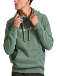 μπλούζα μακρυμάνικη funky buddha με κέντημα στο στήθος fbm010-006-06-dk green ανδρικό