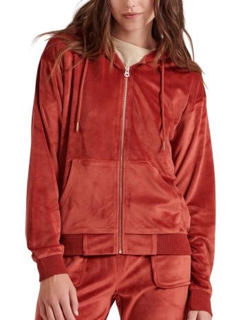 ζακέτα funky buddha βελουτέ με κουκούλα fbl010-100-06-rust σε προσφορά