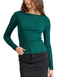 μπλούζα μακρυμάνικη funky buddha γυναικείο πλεκτό με λαιμόκοψη fbl010-103-09-deep emerald γυναικείο