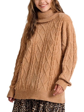 πουλόβερ funky buddha σενίλ loose fit fbl010-113-09-camel σε προσφορά