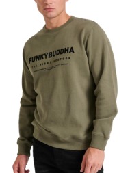 μπλούζα μακρυμάνικη funky buddha relaxed fit με τύπωμα fbm010-004-06-cement ανδρικό