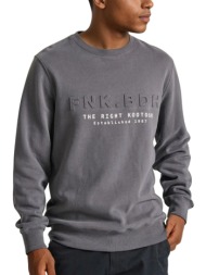 μπλούζα μακρυμάνικη funky buddha embossed τύπωμα στο στήθος fbm010-017-06-dk grey ανδρικό