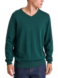 πουλόβερ funky buddha με v λαιμόκοψη fbm010-002-09-dk moss mel ανδρικό