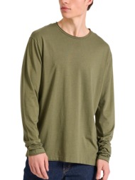 μπλούζα μακρυμάνικη funky buddha με raw edges fbm010-013-07-cement ανδρικό